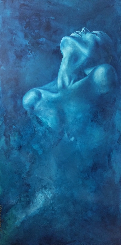 Transcending into a Being by D. Lammie-Hanson | Oil/Acrylic on Repurposed Material Transcending into a Being